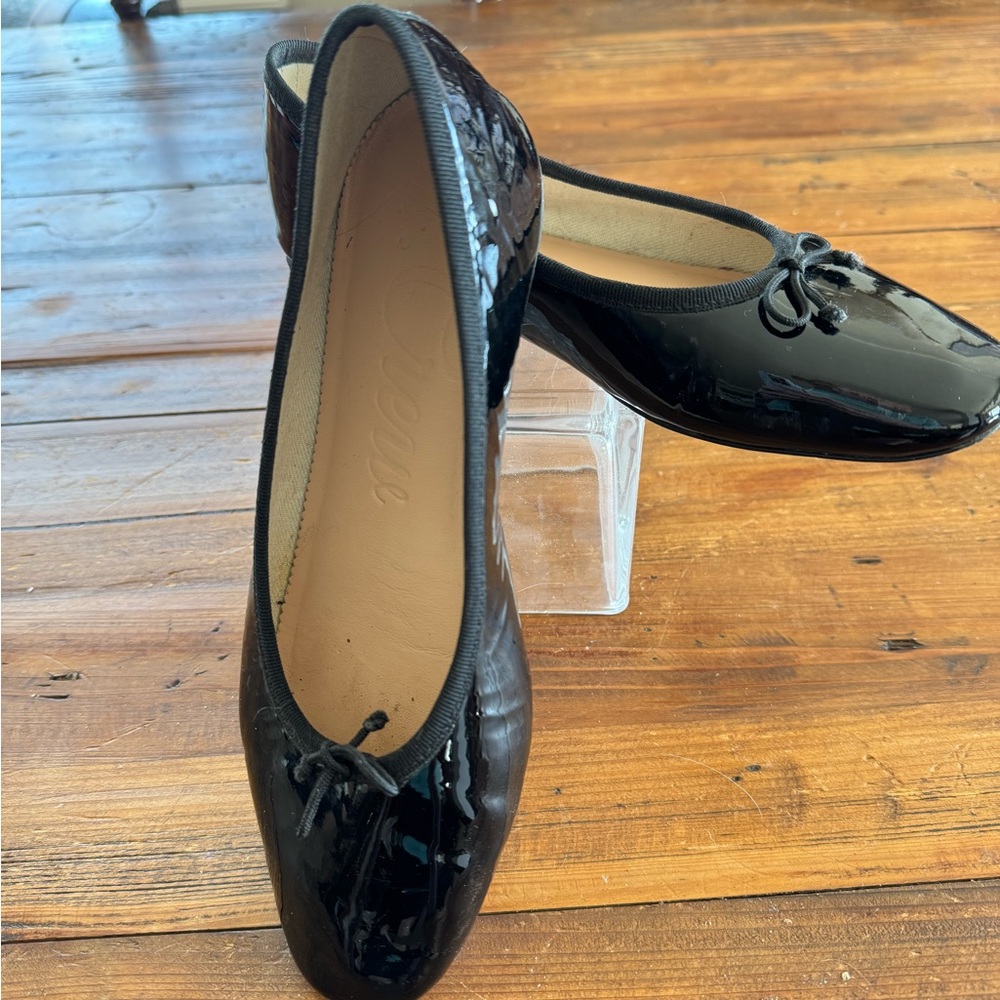 J Crew Glossy Black Ballet Flats size 8 - Picture 3 of 5
